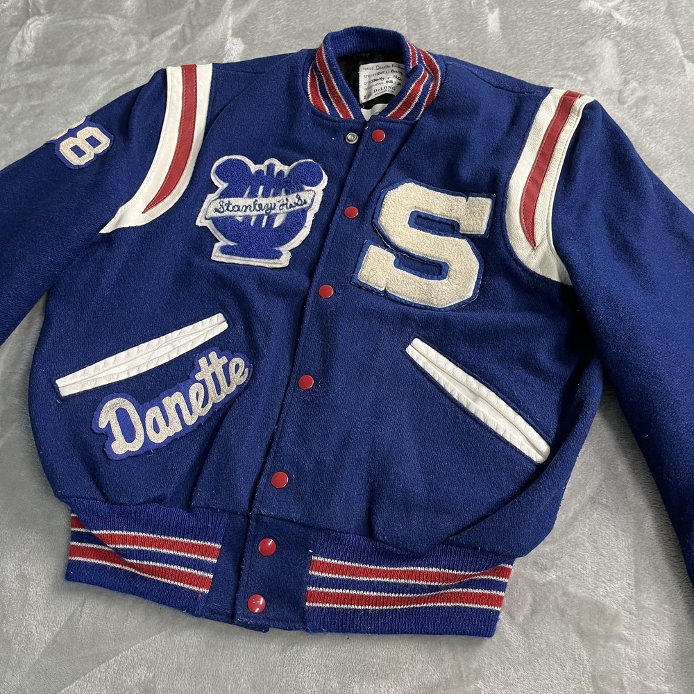 Vintage Varsity Letterman's Jacket Wool Leather Patches Chainstitch 1988